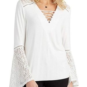 democracy lace top bell sleeves